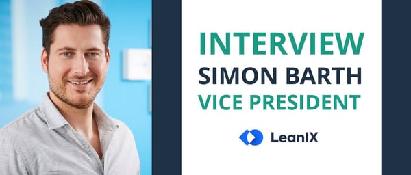 Interview Simon Barth, LeanIX: Interviewkarte mit Porträt von Simon Barth