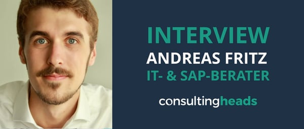 Interview Andreas Fritz, IT- und SAP-Berater: Interviewkarte mit Porträt von Andreas Fritz
