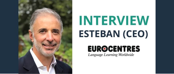 Interview Esteban Jurado Traverso, Eurocentres: Interview card with a portrait of Esteban Jurado Traverso