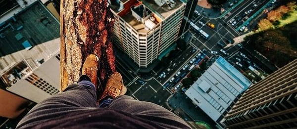Start-up failures: View down from a skyscraper onto the city