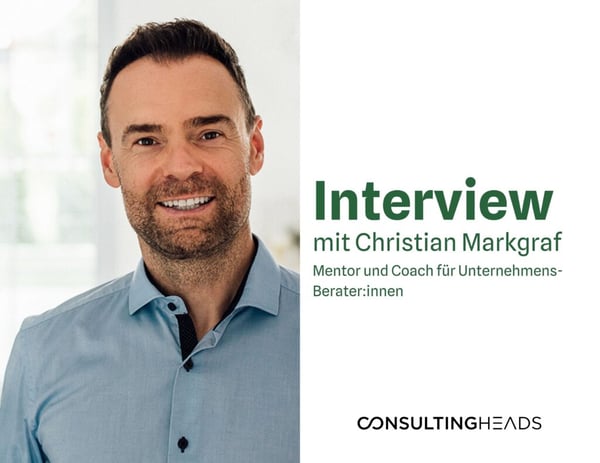 Mentale Gesundheit in der Beratung: Interviewkarte mit Porträt von Christian Markgraf, Mentor und Coach für Berater