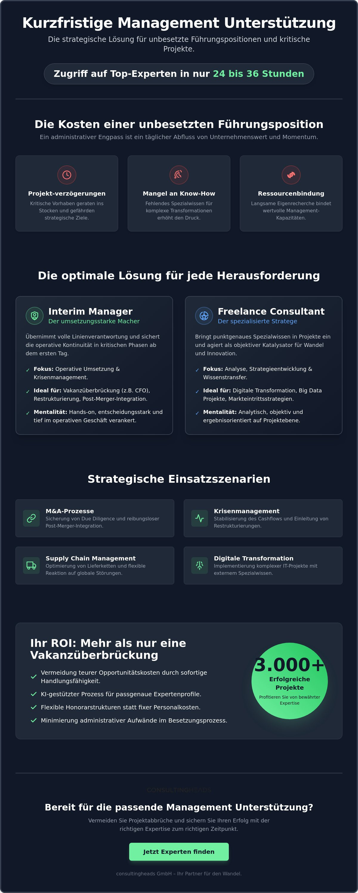 Kurzfristige Management Unterstützung