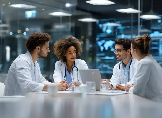 Personalarbeit im Gesundheitswesen: Klinikteam bei der gemeinsamen Dienstplanbesprechung