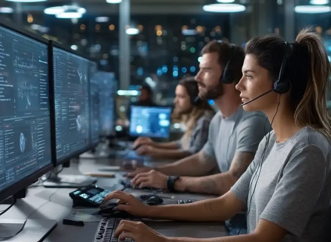 Betriebsteam im IT-Service-Management bei der Lagebesprechung