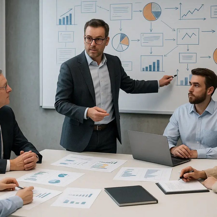 Second step: analysing customer structure and quotes at the whiteboard
