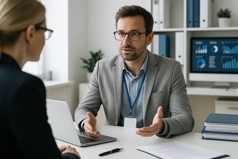 Beratung für digitale Transformation – Strategiegespräch mit Kennzahlen-Dashboard