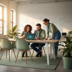 Freelance AI Trainer im Projektteam bei der Arbeit