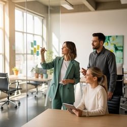Freelance Budgetierungsspezialist im Projektteam bei der Arbeit