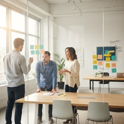 Freelance Cash-Management-Berater (Krise) Team bei der Arbeit