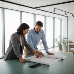 Freelance Claim Manager Bau und Infrastruktur im Projektteam bei der Arbeit