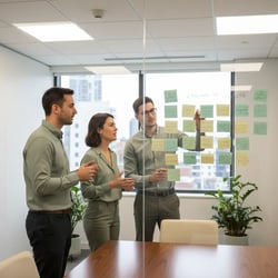 Freelance Due Diligence Berater im Projektteam bei der Arbeit