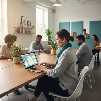 Freelance Flächenmanagement-Spezialist im Projektteam bei der Arbeit