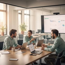 Freelance Kommunikationsberater (Transformation) Team bei der Arbeit