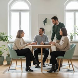 Freelance Kontraktlogistik-Spezialist im Projektteam bei der Arbeit