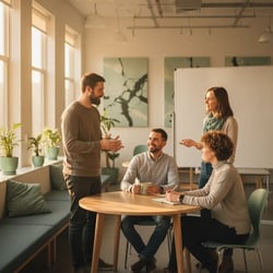 Freelance Microsoft-Project-Consultant im Projektteam bei der Arbeit
