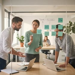 Freelance Network Architect im Projektteam bei der Arbeit