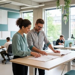 Freelance Organisationspsychologe im Projektteam bei der Arbeit