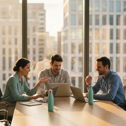 Freelance Payroll Manager im Projektteam bei der Arbeit