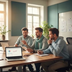 Freelance Projektportfoliomanager im Projektteam bei der Arbeit