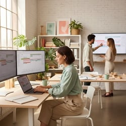 Freelance Projektterminplaner im Projektteam bei der Arbeit