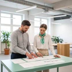 Freelance Retourenmanager im Projektteam bei der Arbeit