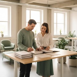 Freelance Supply Chain Manager im Projektteam bei der Arbeit