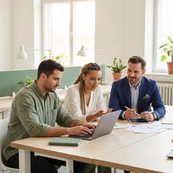 Freelance Vertragsmanager (Einkauf) im Projektteam bei der Arbeit