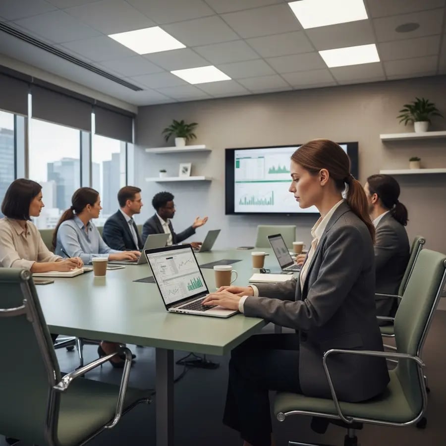 Freelance-Risikoanalyst Bank Team bei der Arbeit