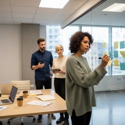 Freelance Data Scientist im Projektteam bei der Arbeit