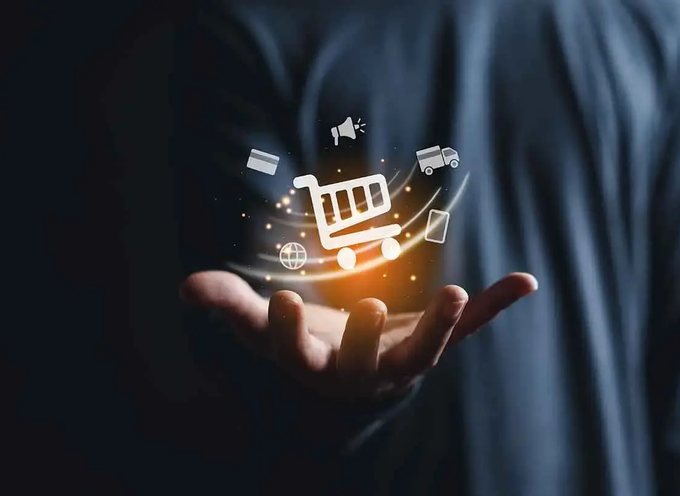 Digital shopping cart standing for online retail